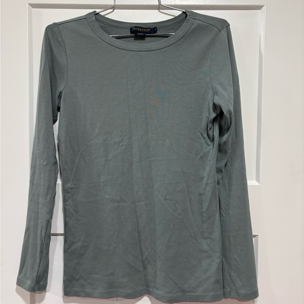 Pendleton Light Gray/Blue Long Sleeve Top